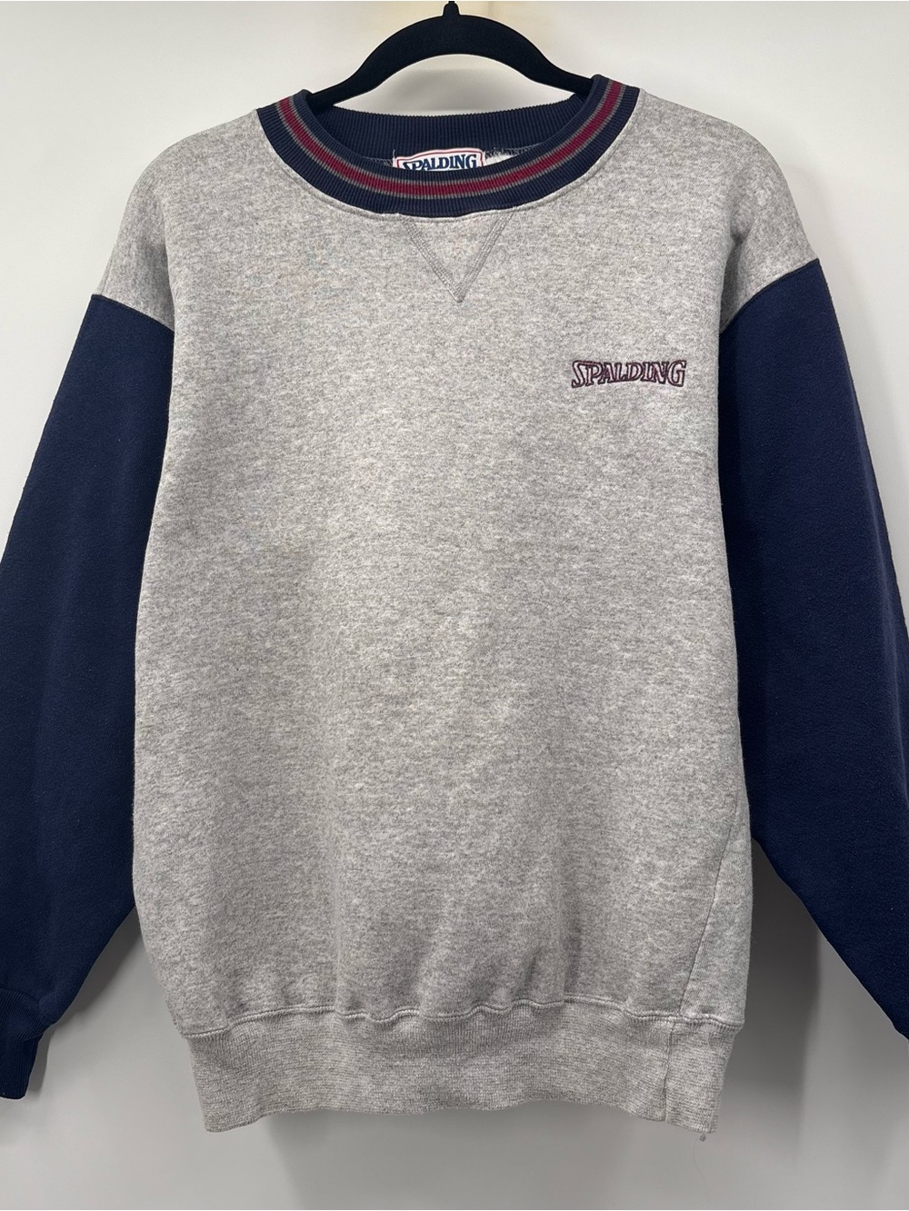 Spalding Grey Body with Navy Sleeve Crewneck Sweatshirt